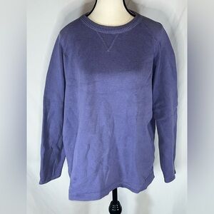 Eddie Bauer Vintage 90s Purple Crewneck Sweater V-Stitch Raglan Cotton Womens L